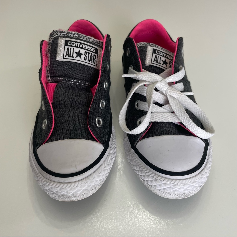 Converse All Star Low Top Sneakers Gray Pink Girl 2Y Indie Skater Streetwear